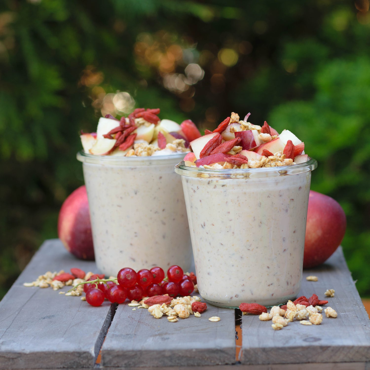 Proteinhaltige Overnight Oats Kokos Leinsamen Goji